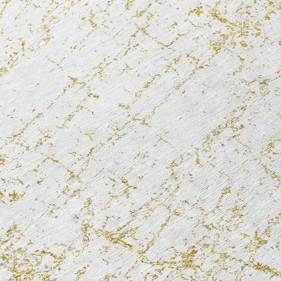 8' Gold And Ivory Round Abstract Washable Indoor Outdoor Area Rug Photo 7