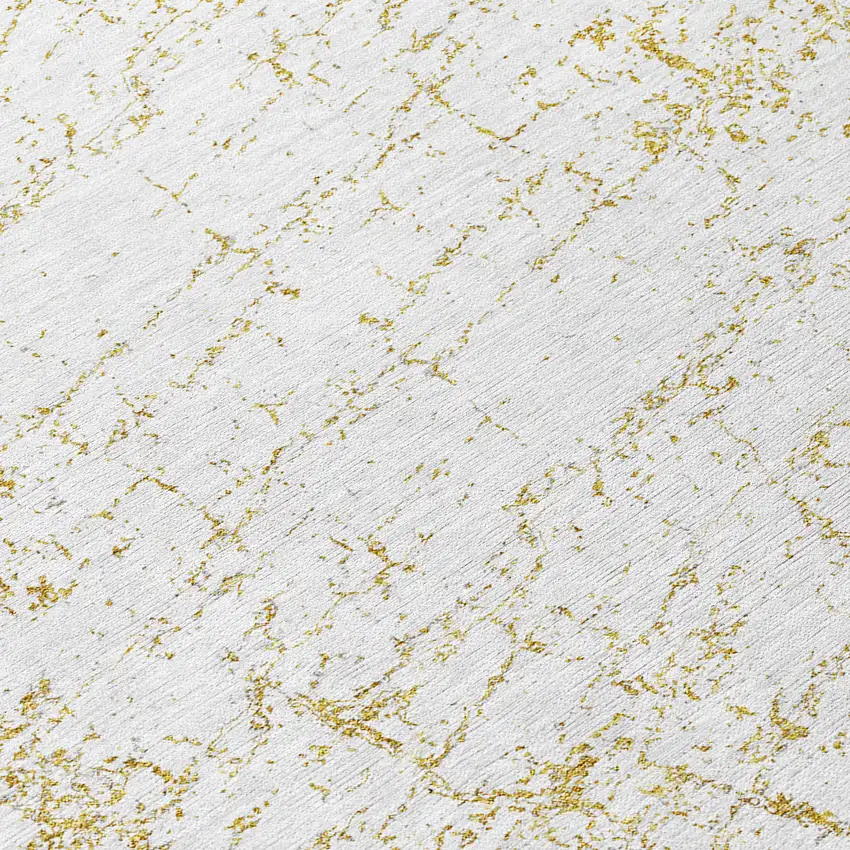 8' Gold And Ivory Round Abstract Washable Indoor Outdoor Area Rug Photo 7