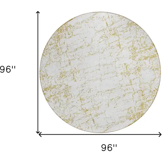 8' Gold And Ivory Round Abstract Washable Indoor Outdoor Area Rug Photo 3