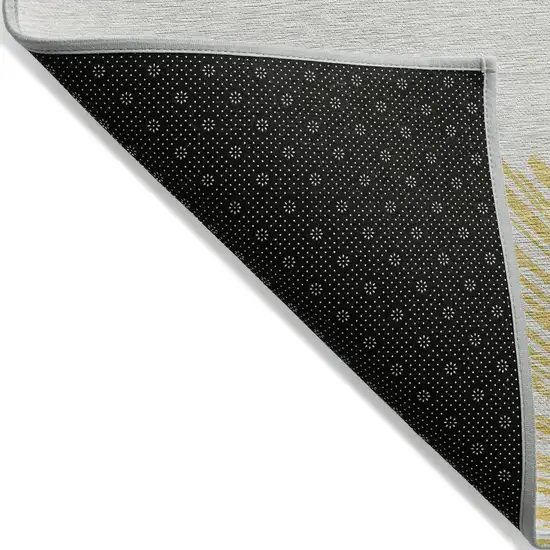 8' Gold And Ivory Round Abstract Washable Indoor Outdoor Area Rug Photo 2