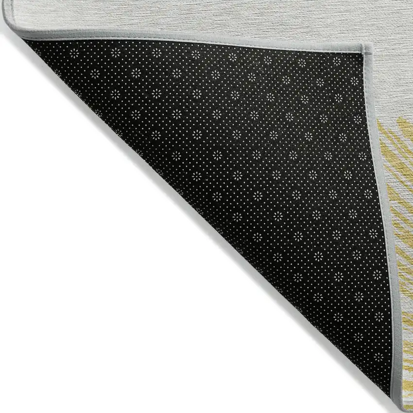 8' Gold And Ivory Round Abstract Washable Indoor Outdoor Area Rug Photo 2