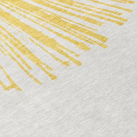 8' Gold And Ivory Round Abstract Washable Indoor Outdoor Area Rug Photo 3