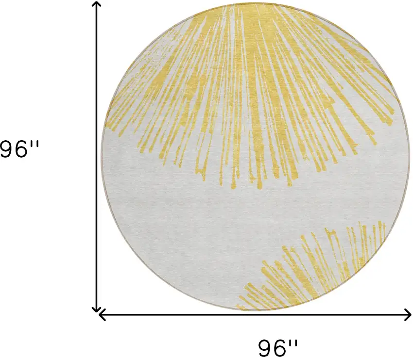 8' Gold And Ivory Round Abstract Washable Indoor Outdoor Area Rug Photo 8