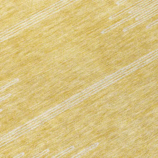 8' Gold And Ivory Round Abstract Washable Indoor Outdoor Area Rug Photo 9