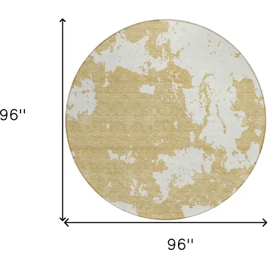 8' Gold And Ivory Round Abstract Washable Indoor Outdoor Area Rug Photo 3