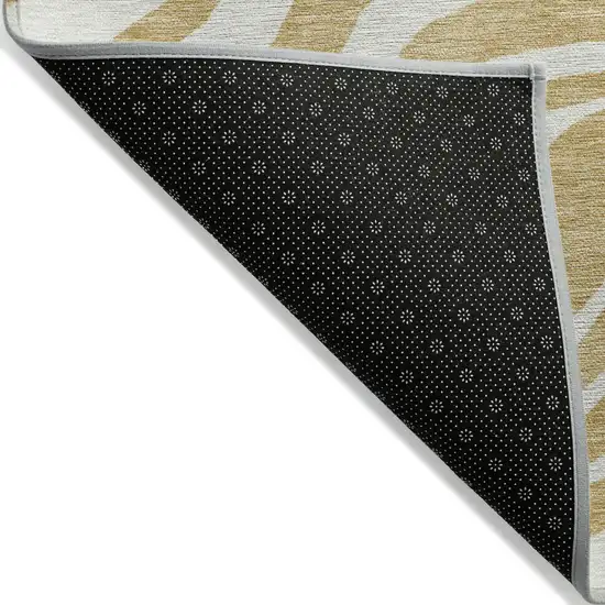8' Gold And Ivory Round Animal Print Washable Indoor Outdoor Area Rug Photo 3