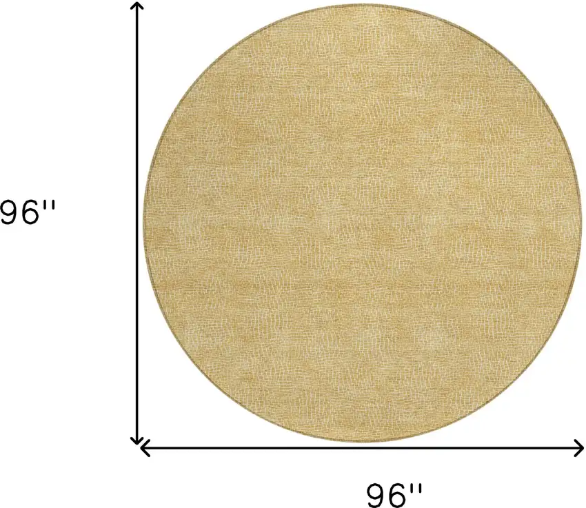 8' Gold And Ivory Round Geometric Washable Indoor Outdoor Area Rug Photo 8