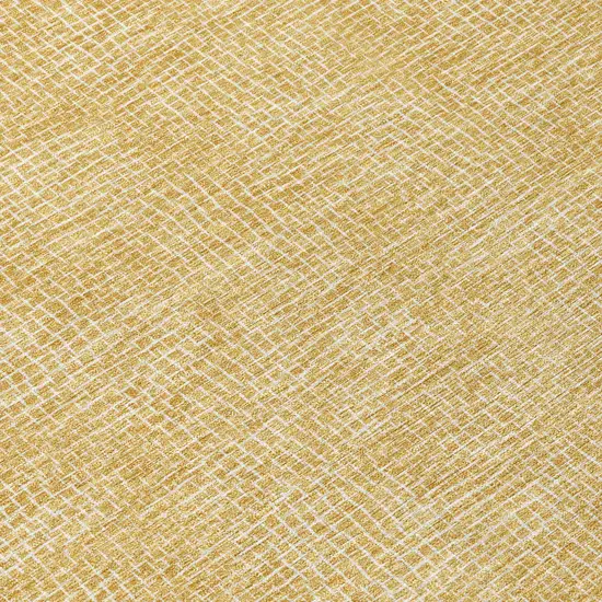 8' Gold And Ivory Round Geometric Washable Indoor Outdoor Area Rug Photo 9