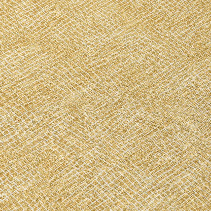 8' Gold And Ivory Round Geometric Washable Indoor Outdoor Area Rug Photo 9