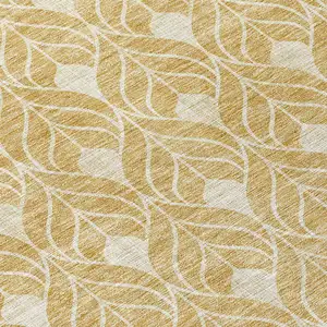Photo of 8' Gold And Ivory Round Geometric Washable Indoor Outdoor Area Rug