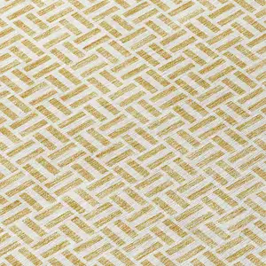 Photo of 8' Gold And Ivory Round Geometric Washable Indoor Outdoor Area Rug