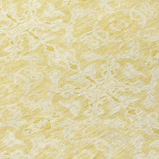 8' Gold And Ivory Round Medallion Washable Indoor Outdoor Area Rug Photo 8