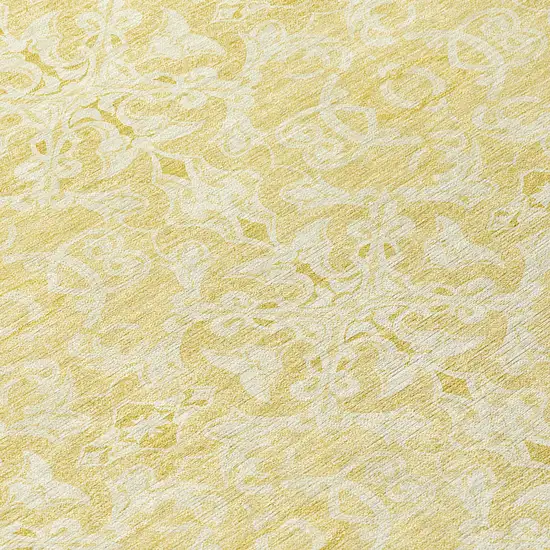 8' Gold And Ivory Round Medallion Washable Indoor Outdoor Area Rug Photo 8