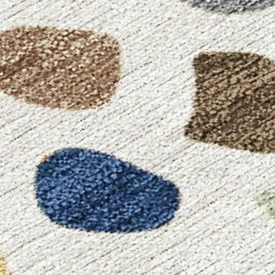 8' Gold And Ivory Round Tribal Washable Indoor Outdoor Area Rug Photo 1