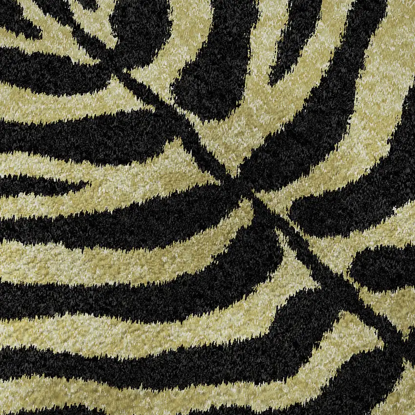 8' Gold And Ivory Round Zebra Print Washable Indoor Outdoor Area Rug Photo 8