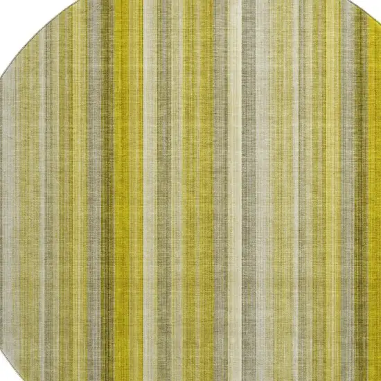 8' Gold And Ivory Striped Washable Round Rug With UV Protection Photo 3