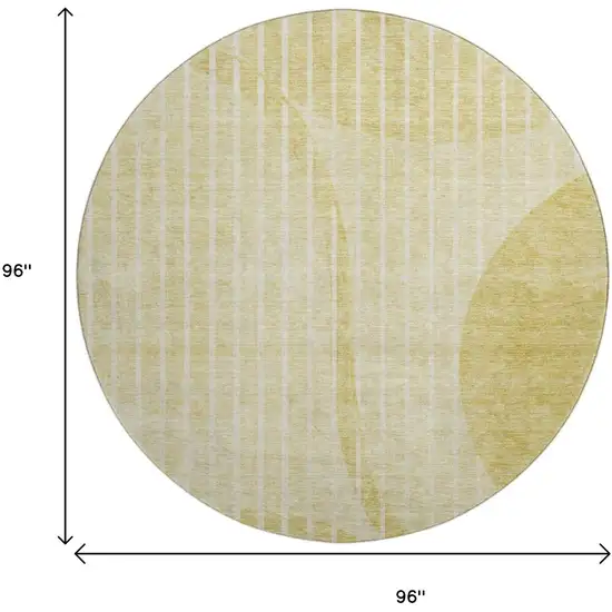 8' Gold And Ivory Striped Washable Round Rug With UV Protection Photo 9