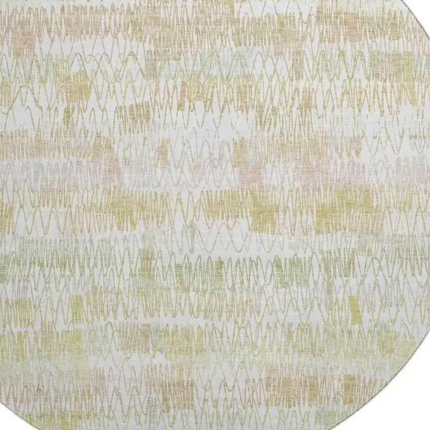 8' Gold And Ivory Striped Washable Round Rug With UV Protection Photo 3