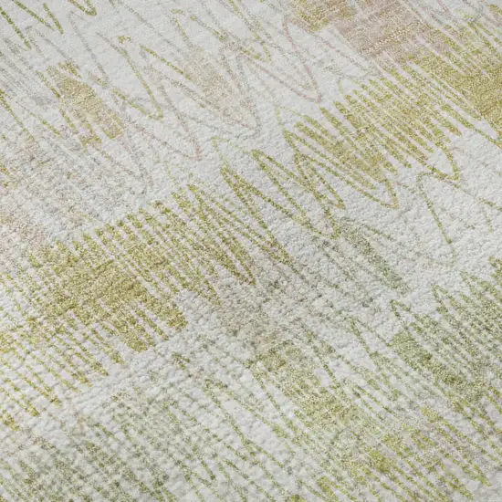 8' Gold And Ivory Striped Washable Round Rug With UV Protection Photo 9