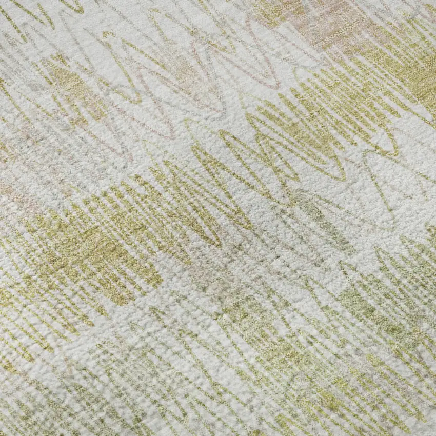 8' Gold And Ivory Striped Washable Round Rug With UV Protection Photo 9