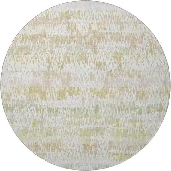 8' Gold And Ivory Striped Washable Round Rug With UV Protection Photo 4