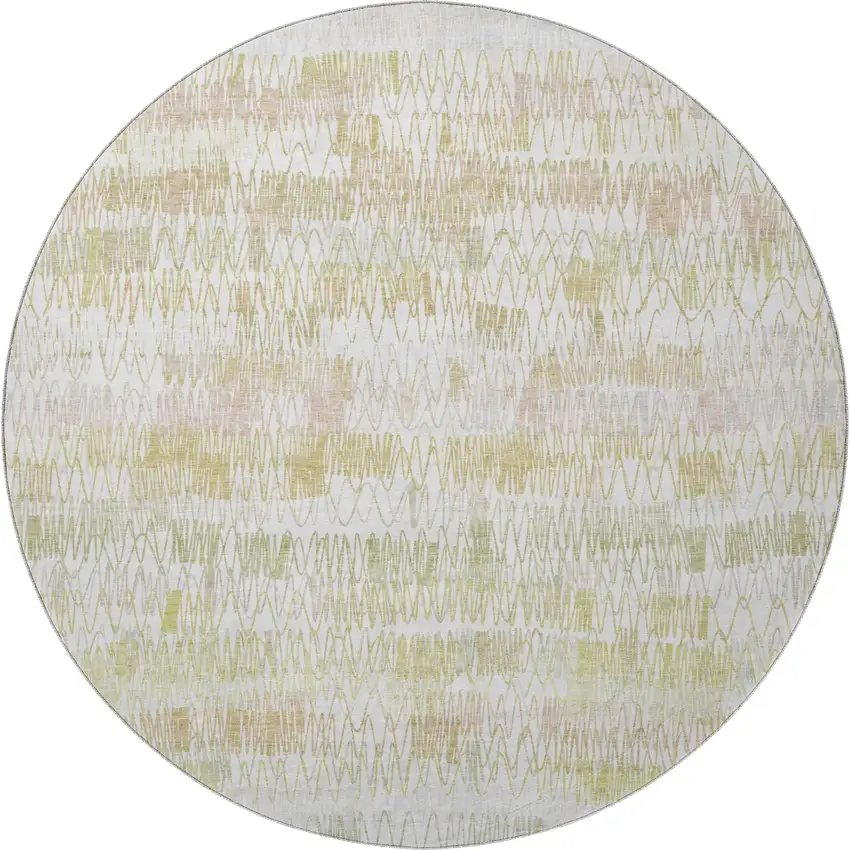 8' Gold And Ivory Striped Washable Round Rug With UV Protection Photo 4