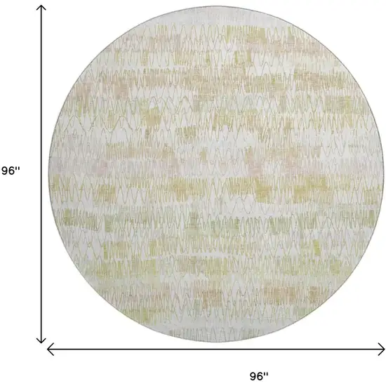 8' Gold And Ivory Striped Washable Round Rug With UV Protection Photo 3