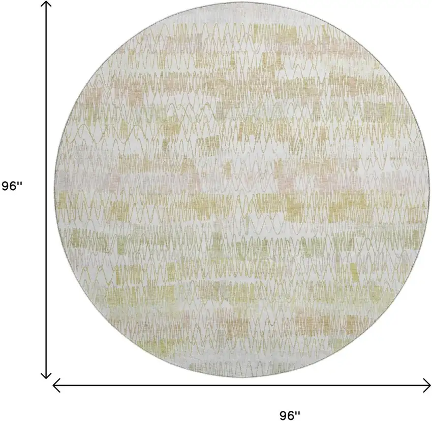 8' Gold And Ivory Striped Washable Round Rug With UV Protection Photo 3