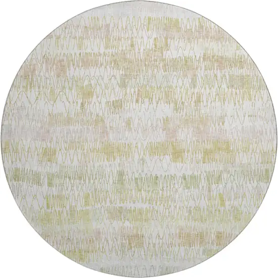 8' Gold And Ivory Striped Washable Round Rug With UV Protection Photo 1