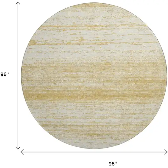 8' Gold And Ivory Striped Washable Round Rug With UV Protection Photo 3