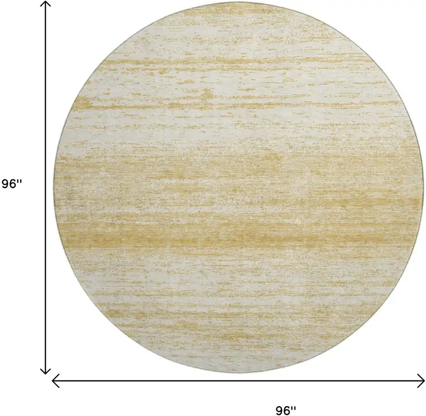 8' Gold And Ivory Striped Washable Round Rug With UV Protection Photo 3