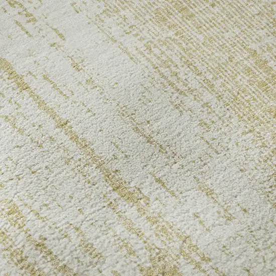 8' Gold And Ivory Striped Washable Round Rug With UV Protection Photo 9