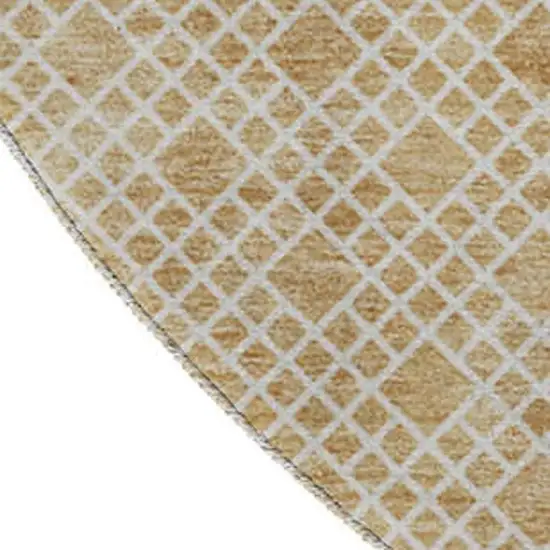 8' Gold And Ivory Striped Washable Round Rug With UV Protection Photo 2