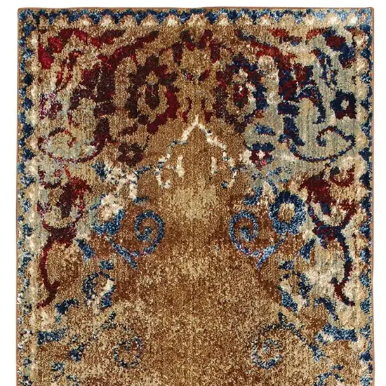 8' Gold And Red Oriental Runner Rug Photo 4