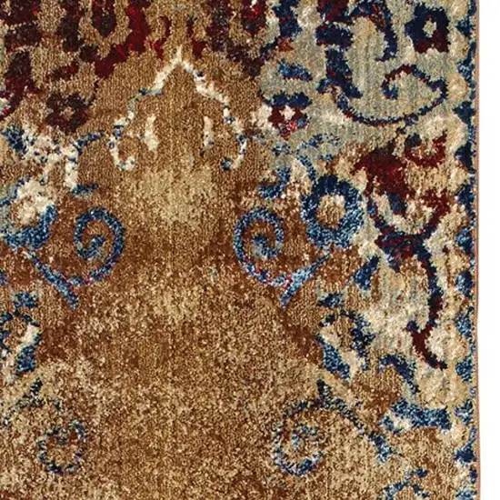 8' Gold And Red Oriental Runner Rug Photo 6