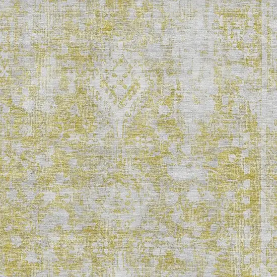 8' Gold And Silver Oriental Washable Area Rug With UV Protection Photo 2