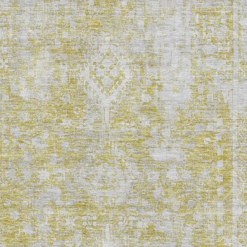 8' Gold And Silver Oriental Washable Area Rug With UV Protection Photo 2