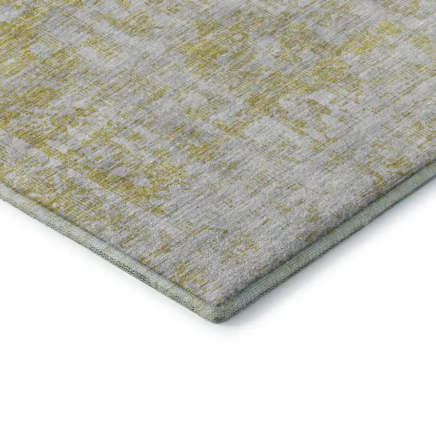 8' Gold And Silver Oriental Washable Area Rug With UV Protection Photo 7