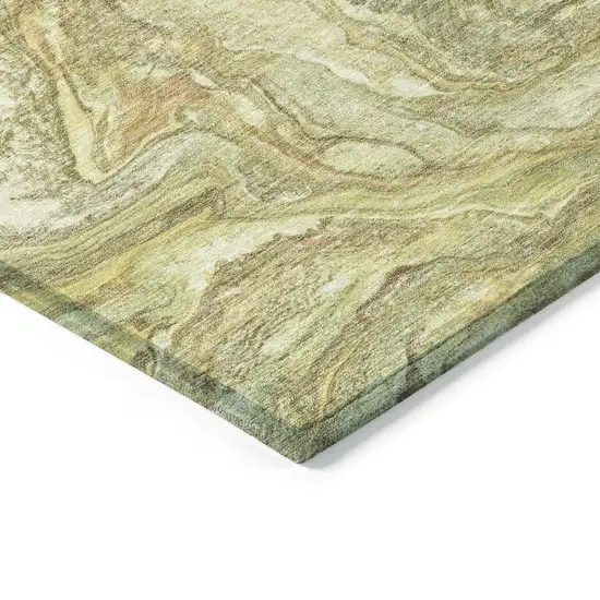 8' Gold And Taupe Round Abstract Washable Indoor Outdoor Area Rug Photo 8