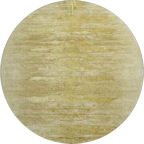 8' Gold And Wheat Abstract Washable Round Rug With UV Protection Photo 1