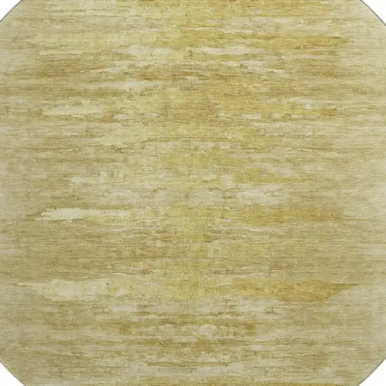 8' Gold And Wheat Abstract Washable Round Rug With UV Protection Photo 3