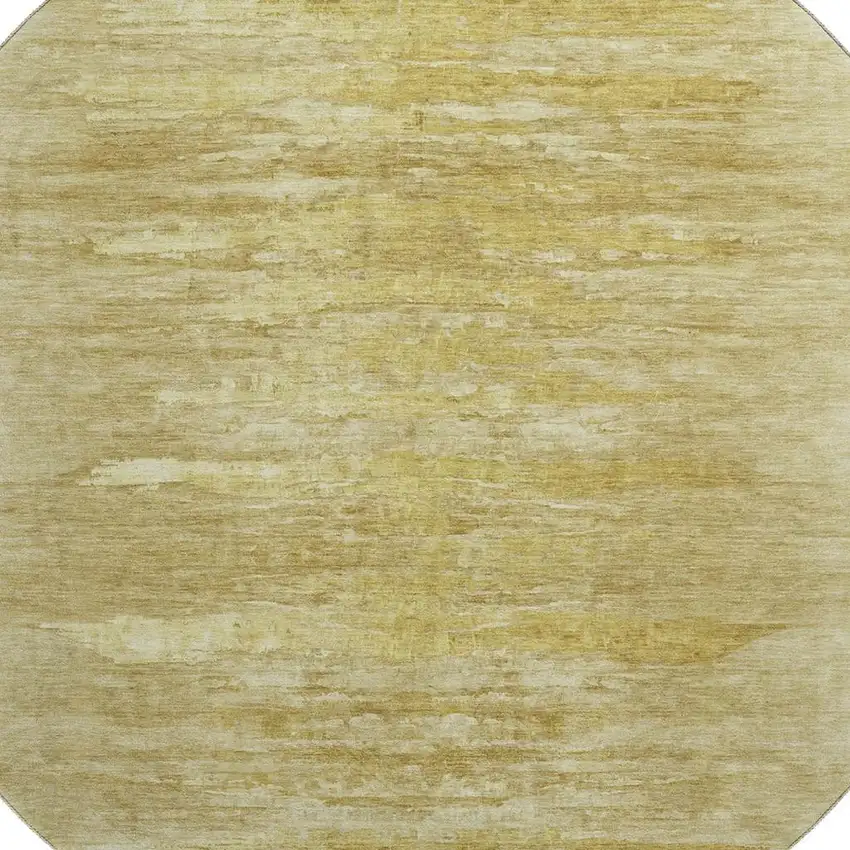 8' Gold And Wheat Abstract Washable Round Rug With UV Protection Photo 3