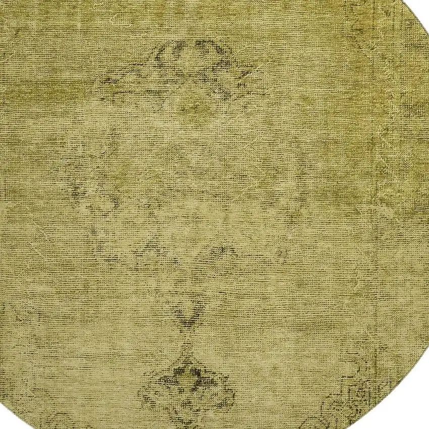 8' Gold And Wheat Oriental Washable Round Rug With UV Protection Photo 4