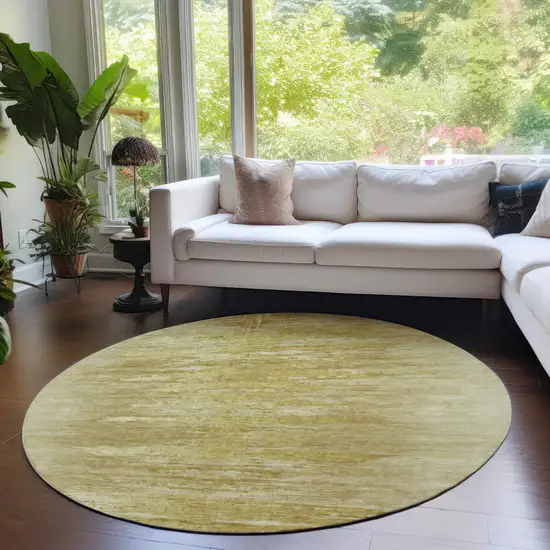 8' Gold And Wheat Round Abstract Washable Indoor Outdoor Area Rug Photo 7