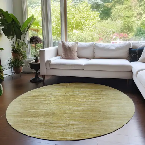 8' Gold And Wheat Round Abstract Washable Indoor Outdoor Area Rug Photo 7