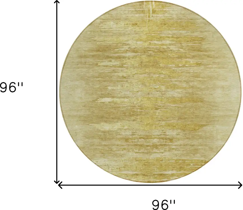8' Gold And Wheat Round Abstract Washable Indoor Outdoor Area Rug Photo 3