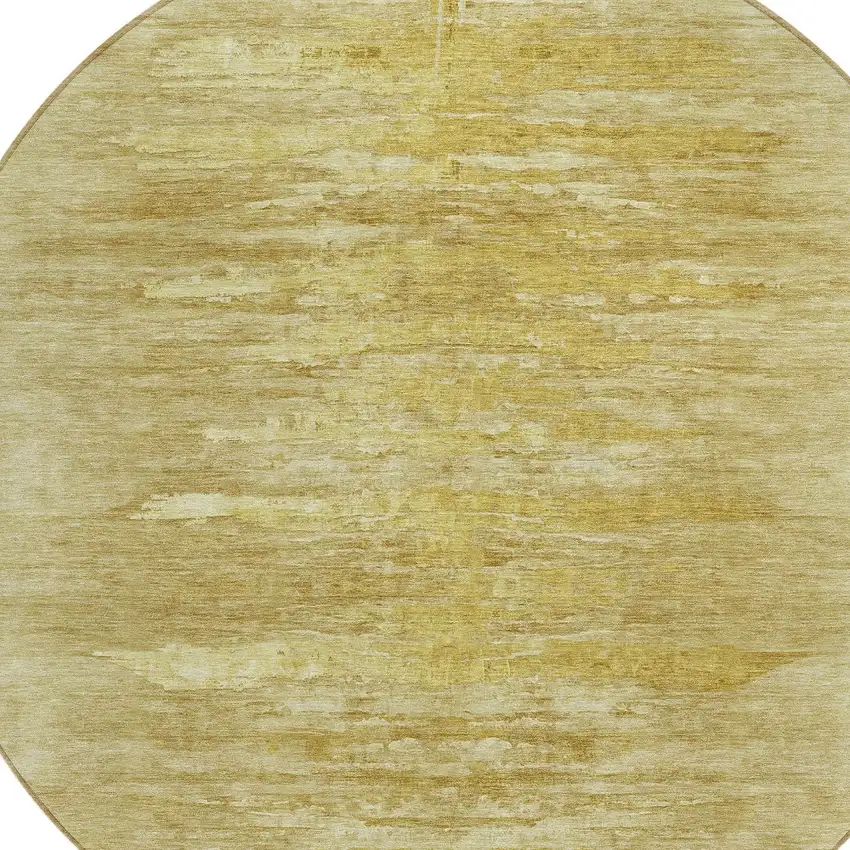 8' Gold And Wheat Round Abstract Washable Indoor Outdoor Area Rug Photo 4
