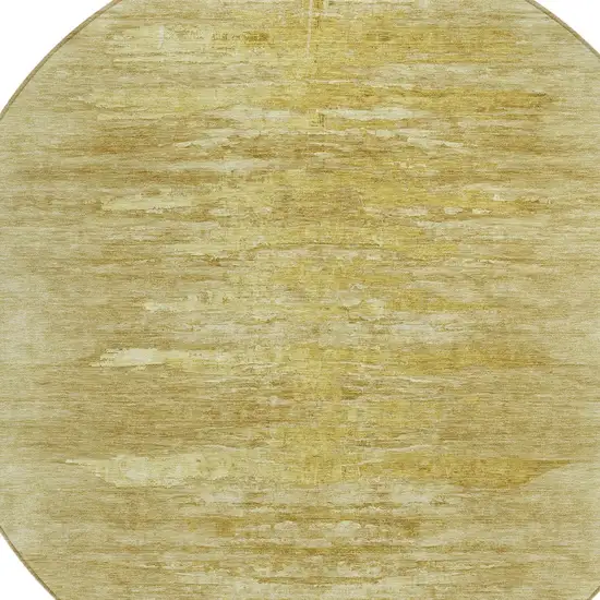 8' Gold And Wheat Round Abstract Washable Indoor Outdoor Area Rug Photo 4