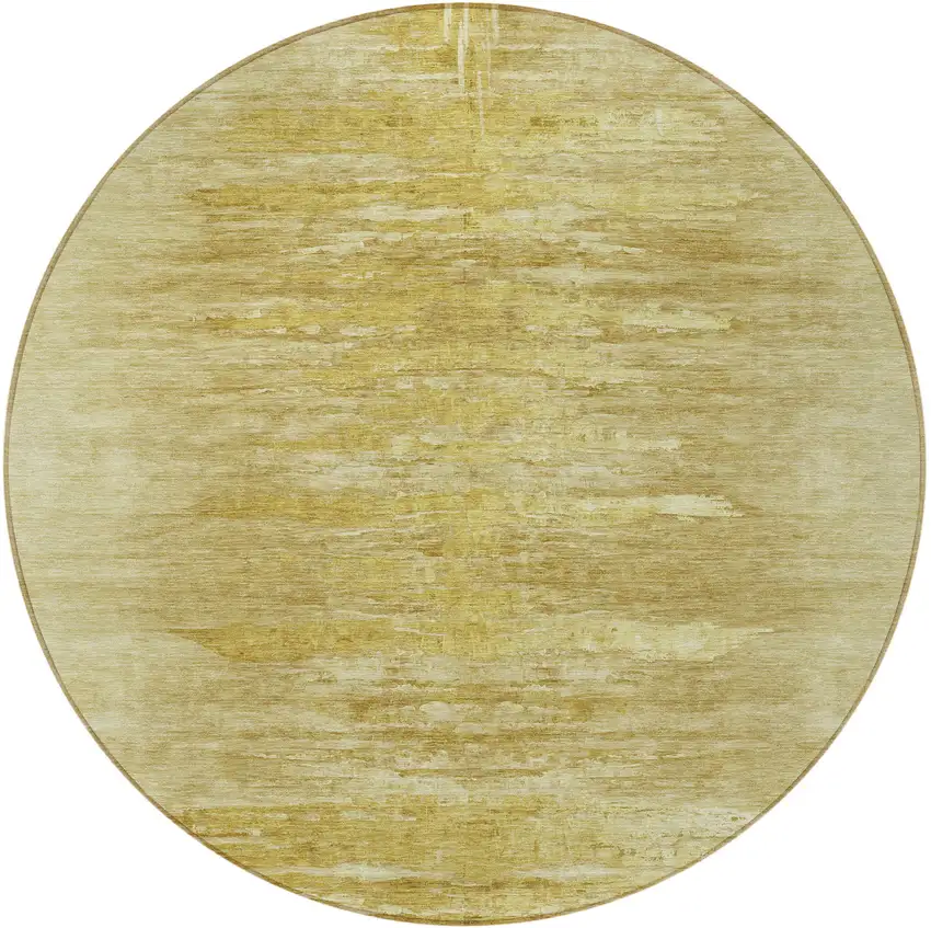 8' Gold And Wheat Round Abstract Washable Indoor Outdoor Area Rug Photo 5