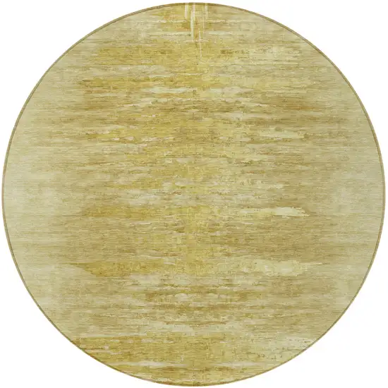 8' Gold And Wheat Round Abstract Washable Indoor Outdoor Area Rug Photo 5